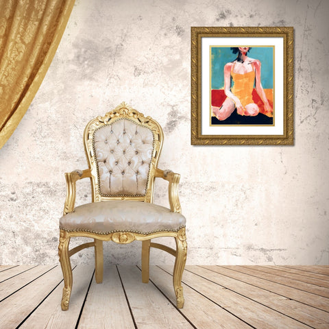 Vintage Swim I Gold Ornate Wood Framed Art Print with Double Matting by Parker, Jennifer Paxton