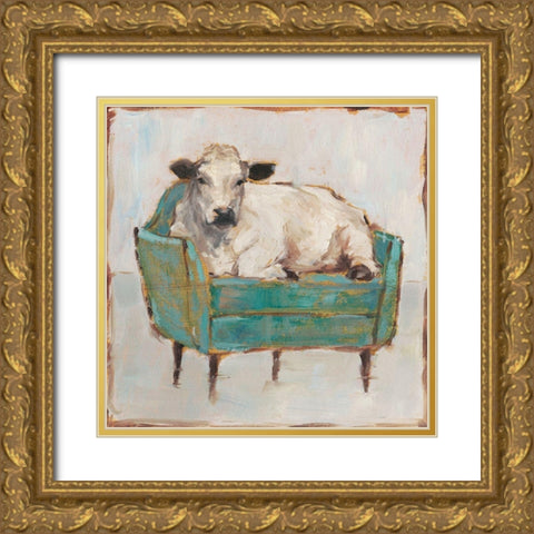 Moo-ving In I Gold Ornate Wood Framed Art Print with Double Matting by Harper, Ethan