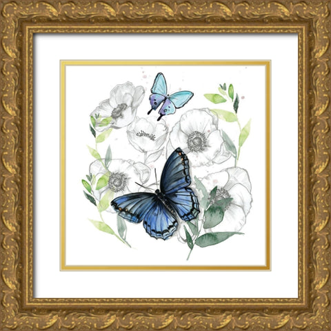 Butterfly Floral II Gold Ornate Wood Framed Art Print with Double Matting by Parker, Jennifer Paxton
