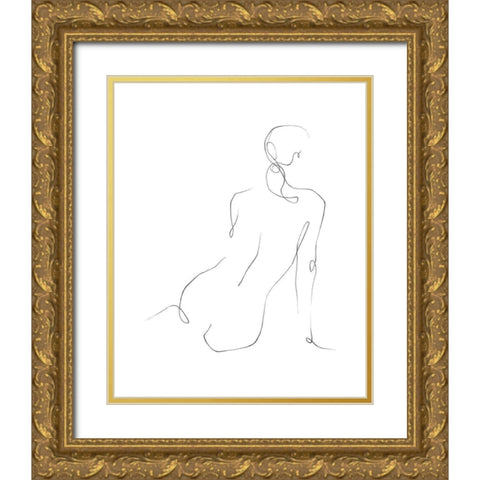 Gestural Contour III Gold Ornate Wood Framed Art Print with Double Matting by Harper, Ethan