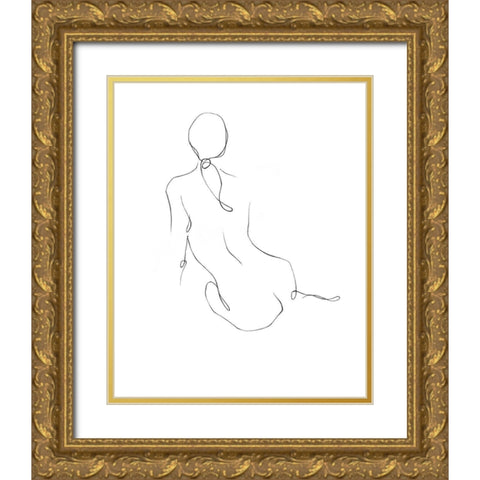 Gestural Contour IV Gold Ornate Wood Framed Art Print with Double Matting by Harper, Ethan