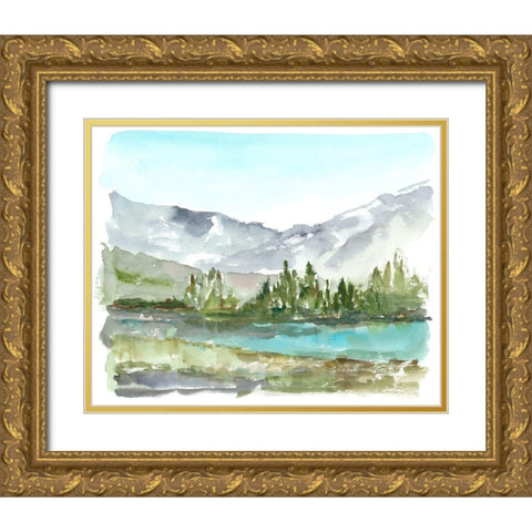 Plein Air Reservoir II Gold Ornate Wood Framed Art Print with Double Matting by Harper, Ethan
