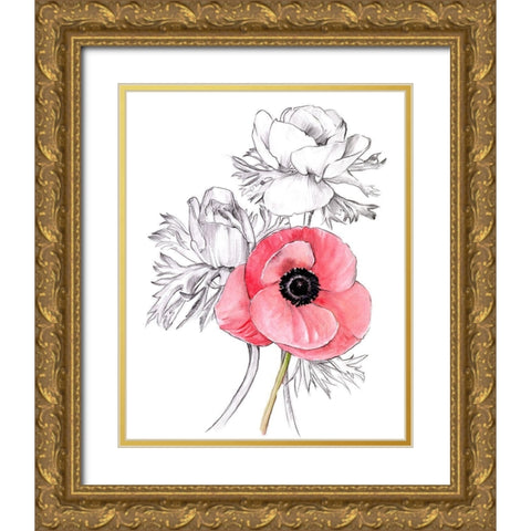 Anemone by Number I Gold Ornate Wood Framed Art Print with Double Matting by Parker, Jennifer Paxton