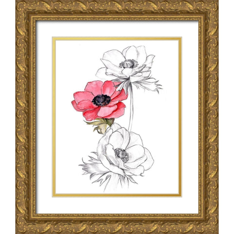 Anemone by Number II Gold Ornate Wood Framed Art Print with Double Matting by Parker, Jennifer Paxton