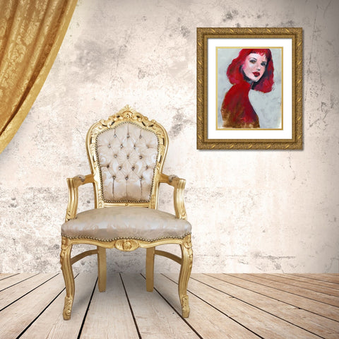 Fem Portrait I Gold Ornate Wood Framed Art Print with Double Matting by Parker, Jennifer Paxton