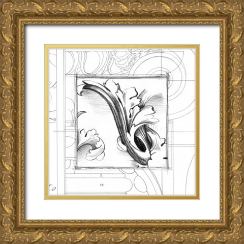 Acanthus Detail II Gold Ornate Wood Framed Art Print with Double Matting by Harper, Ethan