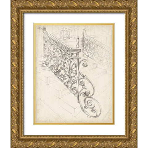 Iron Railing Design I Gold Ornate Wood Framed Art Print with Double Matting by Harper, Ethan
