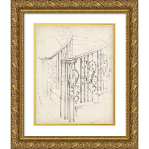 Iron Railing Design II Gold Ornate Wood Framed Art Print with Double Matting by Harper, Ethan