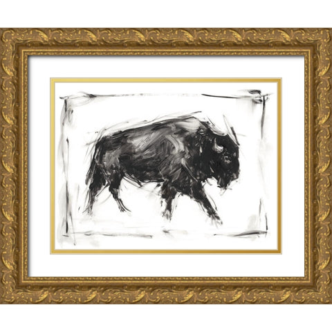 Dynamic Bison I Gold Ornate Wood Framed Art Print with Double Matting by Harper, Ethan