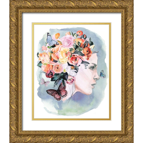 Floral Locks II Gold Ornate Wood Framed Art Print with Double Matting by Parker, Jennifer Paxton
