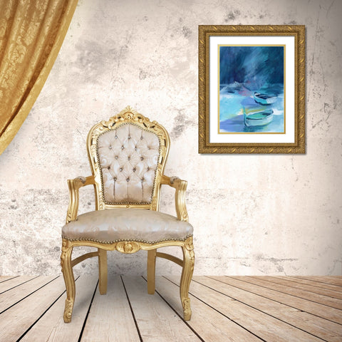 Cove Boats II Gold Ornate Wood Framed Art Print with Double Matting by Parker, Jennifer Paxton