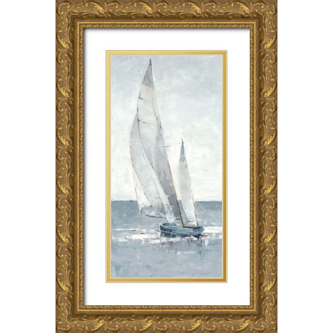 Grey Seas I Gold Ornate Wood Framed Art Print with Double Matting by Harper, Ethan