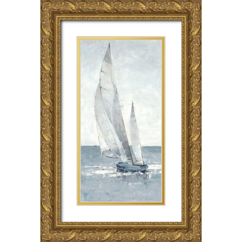 Grey Seas I Gold Ornate Wood Framed Art Print with Double Matting by Harper, Ethan