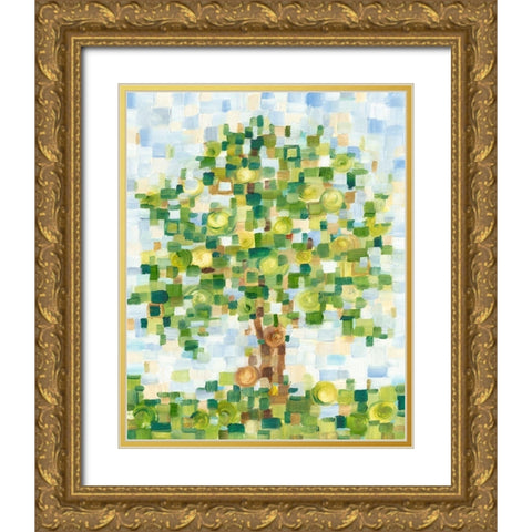 Quilted Tree I Gold Ornate Wood Framed Art Print with Double Matting by Harper, Ethan