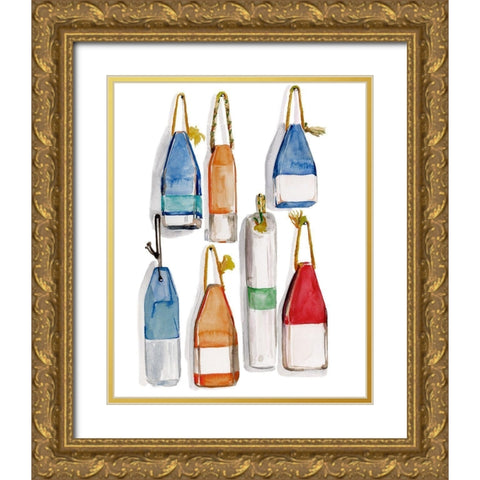 Watercolor Buoys I Gold Ornate Wood Framed Art Print with Double Matting by Parker, Jennifer Paxton