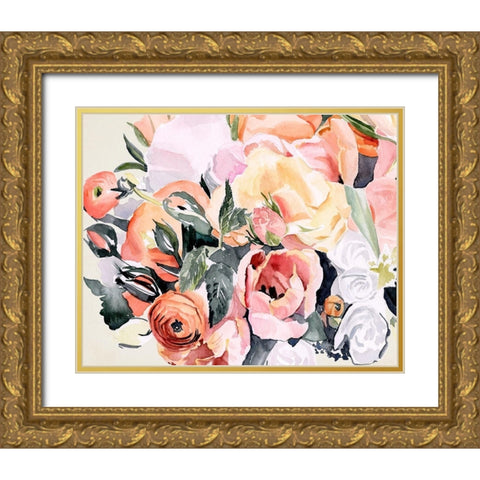 Autumn Bouquet II Gold Ornate Wood Framed Art Print with Double Matting by Parker, Jennifer Paxton