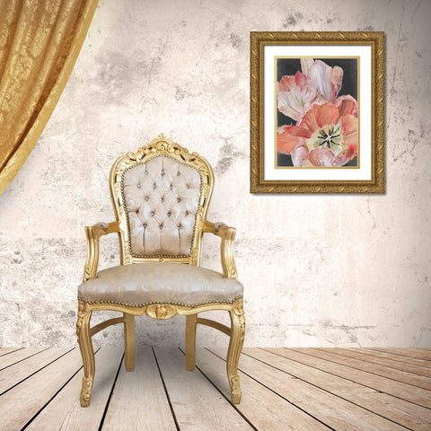 Pastel Parrot Tulips I Gold Ornate Wood Framed Art Print with Double Matting by Parker, Jennifer Paxton