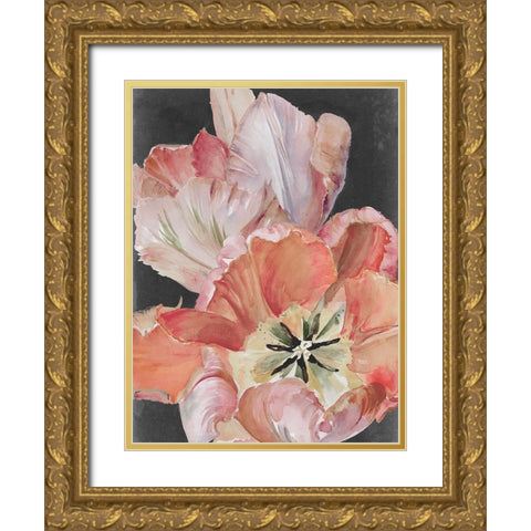 Pastel Parrot Tulips I Gold Ornate Wood Framed Art Print with Double Matting by Parker, Jennifer Paxton