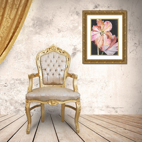 Pastel Parrot Tulips II Gold Ornate Wood Framed Art Print with Double Matting by Parker, Jennifer Paxton
