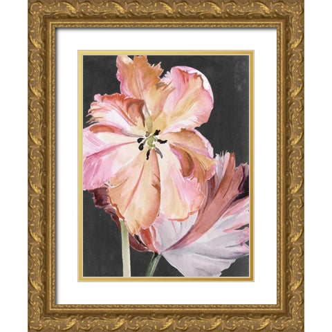 Pastel Parrot Tulips II Gold Ornate Wood Framed Art Print with Double Matting by Parker, Jennifer Paxton