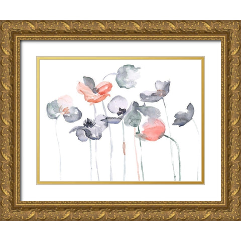 Poppy Haze I Gold Ornate Wood Framed Art Print with Double Matting by Parker, Jennifer Paxton