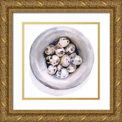 Quail Egg Study I Gold Ornate Wood Framed Art Print with Double Matting by Parker, Jennifer Paxton