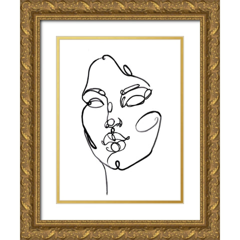 Linear Thoughts I Gold Ornate Wood Framed Art Print with Double Matting by Parker, Jennifer Paxton