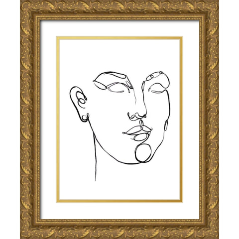 Linear Thoughts II Gold Ornate Wood Framed Art Print with Double Matting by Parker, Jennifer Paxton