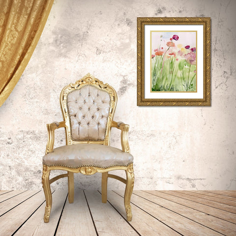 Among the Watercolor Wildflowers I Gold Ornate Wood Framed Art Print with Double Matting by Parker, Jennifer Paxton