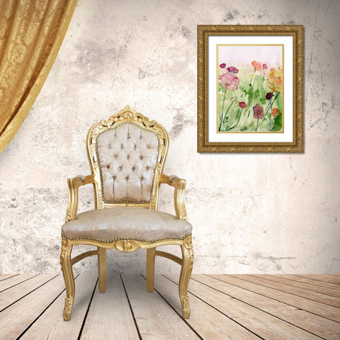 Among the Watercolor Wildflowers II Gold Ornate Wood Framed Art Print with Double Matting by Parker, Jennifer Paxton