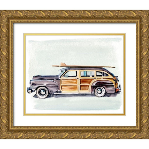 Surf Wagon II Gold Ornate Wood Framed Art Print with Double Matting by Parker, Jennifer Paxton