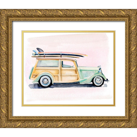 Surf Wagon IV Gold Ornate Wood Framed Art Print with Double Matting by Parker, Jennifer Paxton