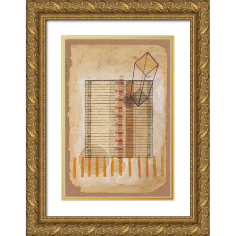 Grid and Parallelogram Gold Ornate Wood Framed Art Print with Double Matting by Galapon, Nikki