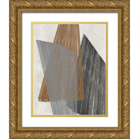 Triangle Stripes I Gold Ornate Wood Framed Art Print with Double Matting by Goldberger, Jennifer