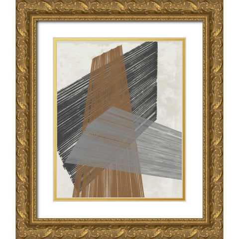 Triangle Stripes II Gold Ornate Wood Framed Art Print with Double Matting by Goldberger, Jennifer