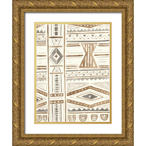 Tribal Impressions III Gold Ornate Wood Framed Art Print with Double Matting by Vess, June Erica