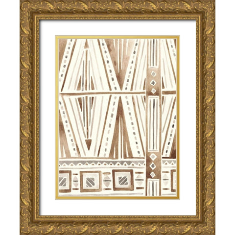 Tribal Impressions IV Gold Ornate Wood Framed Art Print with Double Matting by Vess, June Erica
