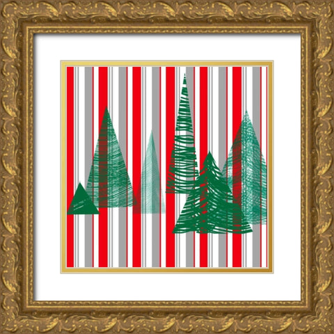 Oh Christmas Tree III Gold Ornate Wood Framed Art Print with Double Matting by Gordon, Sharon