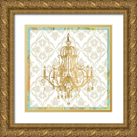 Damask Chandelier II Gold Ornate Wood Framed Art Print with Double Matting by Goldberger, Jennifer