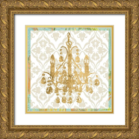 Damask Chandelier IV Gold Ornate Wood Framed Art Print with Double Matting by Goldberger, Jennifer