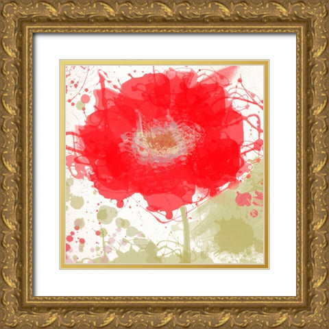 Modern Red Gold Ornate Wood Framed Art Print with Double Matting by Orlov, Irena