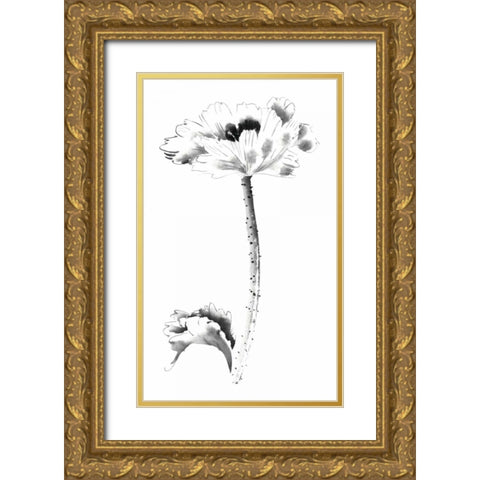 Ink Poppy Gold Ornate Wood Framed Art Print with Double Matting by Rae, Nan