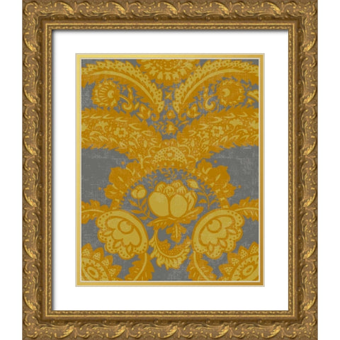 Graphic Damask IV Gold Ornate Wood Framed Art Print with Double Matting by Zarris, Chariklia