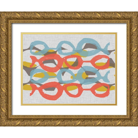 Mid Century Pattern II Gold Ornate Wood Framed Art Print with Double Matting by Goldberger, Jennifer