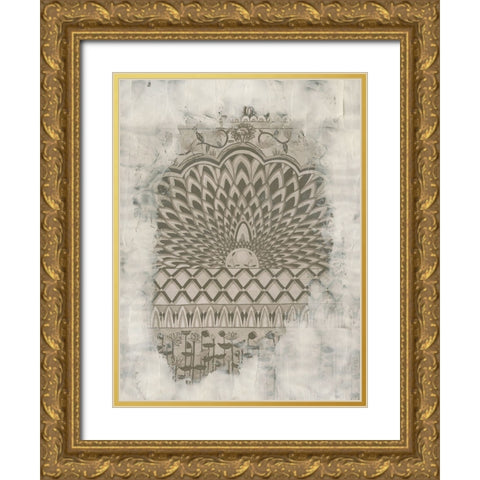 Non-Embellished Aged Indian Mural Gold Ornate Wood Framed Art Print with Double Matting by McCavitt, Naomi