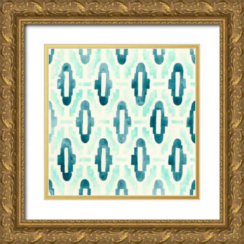 Ocean Tile III Gold Ornate Wood Framed Art Print with Double Matting by Vess, June Erica