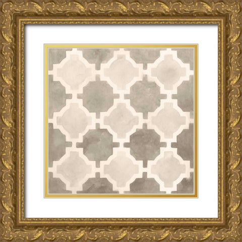 Neutral Watercolor Tile I Gold Ornate Wood Framed Art Print with Double Matting by Vess, June Erica