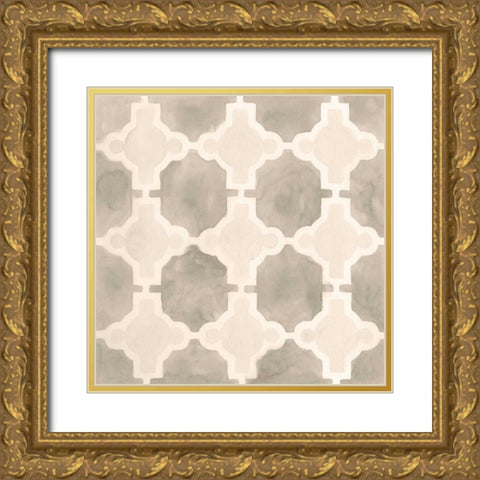 Neutral Watercolor Tile III Gold Ornate Wood Framed Art Print with Double Matting by Vess, June Erica