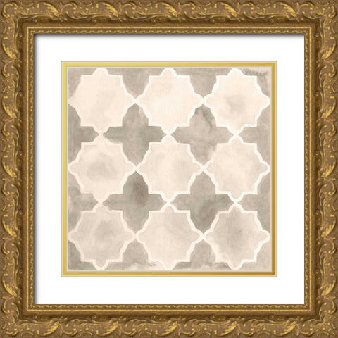 Neutral Watercolor Tile IV Gold Ornate Wood Framed Art Print with Double Matting by Vess, June Erica