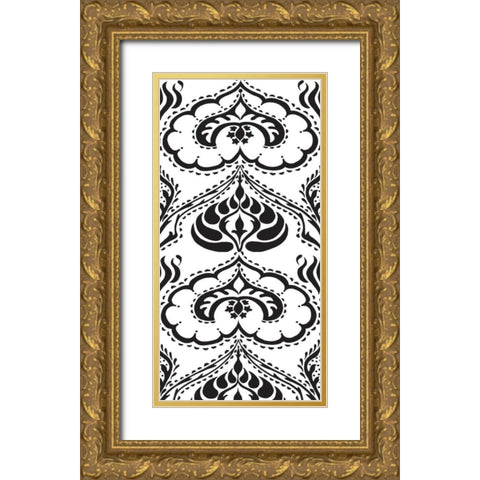 BandW Arabesque Panels II Gold Ornate Wood Framed Art Print with Double Matting by Zarris, Chariklia
